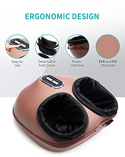 Nekteck Shiatsu Foot Massager Machine with Soothing Heat, Deep Kneading Therapy, Air Compression, Improve Blood Circulation and Foot Wellness,Relax for Home or Office Use(Brown)