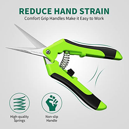 SZHLUX 1-Pack Pruning Shears, 6.5'' Gardening Hand Pruner, Professional Pruning Scissors with Straight Stainless Steel Precision Blades