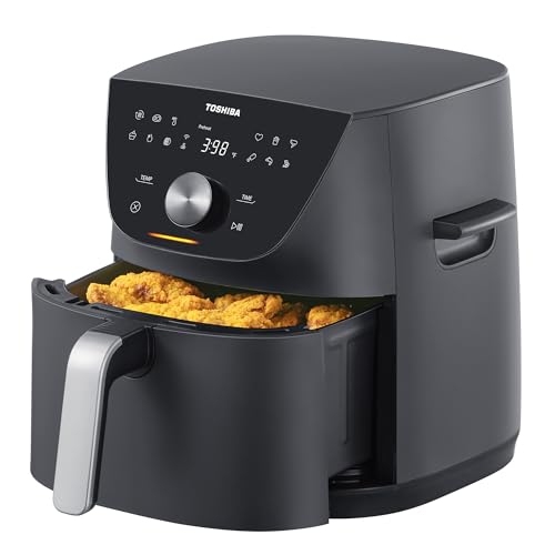 Toshiba 7.7QT Air Fryer, Family-Size for Quick and Easy Meals, 12 Preset Menus and Menu-IQ Function, 1°F Precision, 90% less fat, Double-sided Handles Easy Carrying