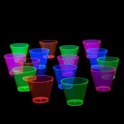 Party Essentials Plastic Cups, 50-Count, Assorted Neon