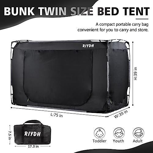 RIYDH Bed Tent Bed Canopy Bunk Twin Size Tents for Adult and Kids- Portable Dream Tent Indoor Sleeping Tents 70% Blackout with 3 Doors Breathable Big Space Tents