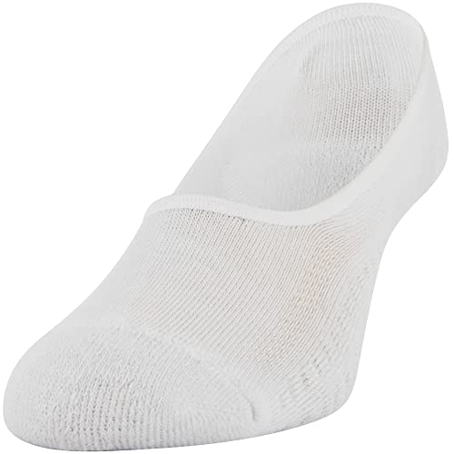 Peds Women's Zoned Cushion Mid Cut No Show Socks, 6-Pairs, White, Shoe Size: 5-10