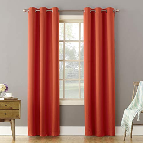 Sun Zero Becca Energy Efficient Grommet Curtain Panel, 40" x 84", Tangerine