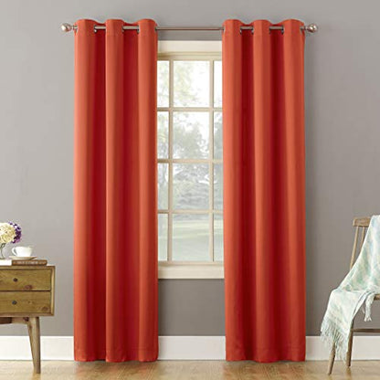 Sun Zero Becca Energy Efficient Grommet Curtain Panel, 40" x 84", Tangerine