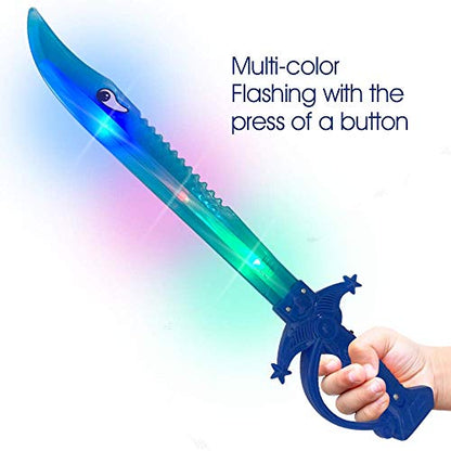 ArtCreativity Light Up Shark Sword for Kids - Halloween Dress-Up Toy Sword with Flashing LED Lights - Best Birthday Gift for Boys and Girls Ages 3, 4, 5, 6, 7, 8