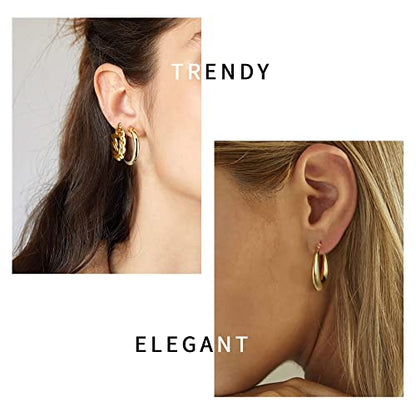 Yesteel Earrings-for-Women - Gold Hoop Earrings for Women Trendy, Chunky Gold Hoops Earrings Hypoallergenic Earrings, Small Hoop Huggie Earrings for Women Stainless Steel Statement Earrings, Birthday Gifts for Women Teen Girls Jewelry