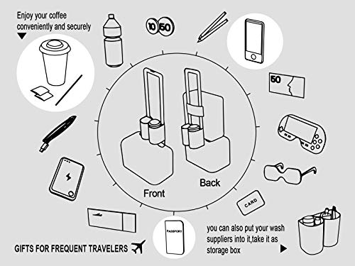 riemot Luggage Travel Cup Holder Free Hand Drink Carrier - Hold Two Coffee Mugs No Spill - Fits Roll on Suitcase Handles - Gifts for Flight Attendants Travelers Accessories Grey