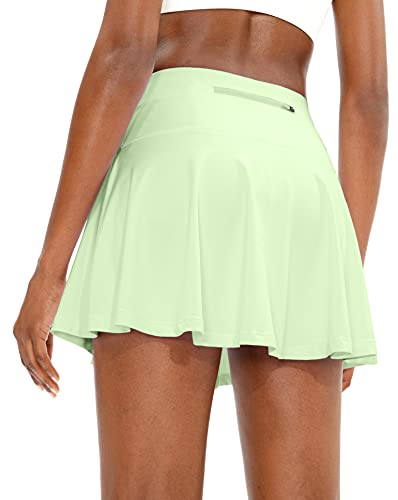 SANTINY Pleated Tennis Skirt for Women with 4 Pockets Women's High Waisted Athletic Golf Skorts Skirts for Running Casual (Mint Cream_XS)