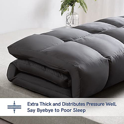 ELEMUSE Cal King Grey Cooling Mattress Topper for Back Pain, Extra Thick Mattress pad Cover, Plush Soft Pillowtop with Elastic Deep Pocket, Overfilled Down Alternative Filling