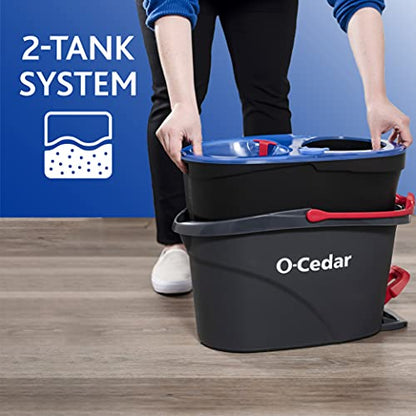 O-Cedar EasyWring RinseClean Microfiber Spin Mop & Bucket Floor Cleaning System with 2 Extra Refills