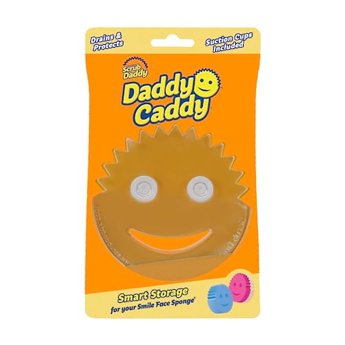 Scrub Daddy Sponge Holder - Daddy Caddy - Sink Sponge Holder with Suction Cups for Smiley Face Sponge - Sink Organizer for Kitchen and Bathroom - Self Draining & Dishwasher Safe - 1ct