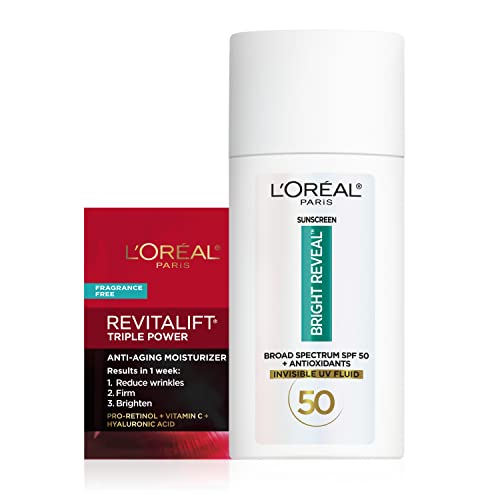 L’Oréal Paris Bright Reveal Broad Spectrum Daily SPF 50 Face Sunscreen UV Lotion, 1.7 fl oz + Moisturizer Sample