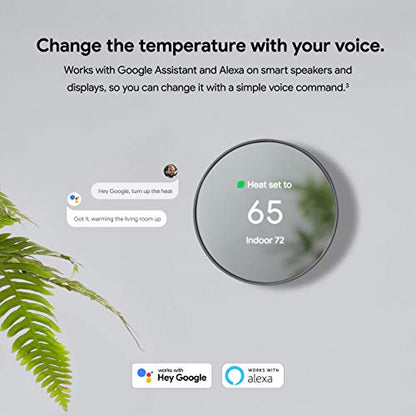 Google Nest Thermostat - Smart Thermostat for Home - Programmable Wifi Thermostat - Snow