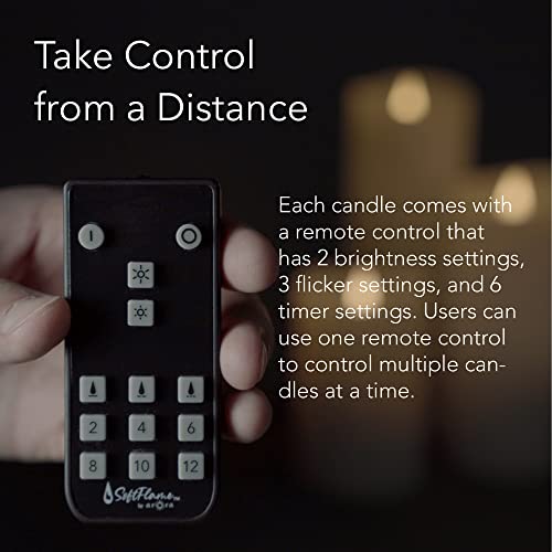 Softflame Flameless LED Candles with Remote Control, 3"x 5"Flickering 3D Moving Flame Battery Operated Candles in Real Wax Shell for Indoor Use, Home decor Ivory