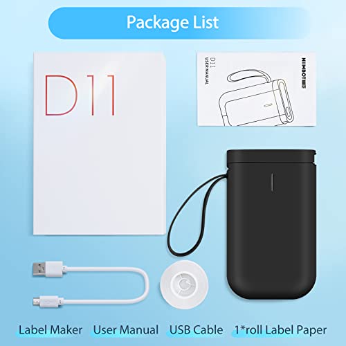 Label Maker Machine, D11 Portable Bluetooth Printer for Labeling, Home, Office, Organization, Mini Label Maker Machine with Tape, Multiple Templates Available for Phone, Handheld Labeler, Black