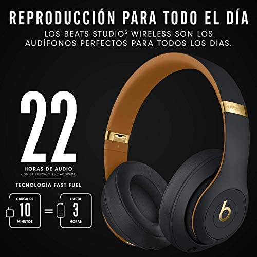 Beats Studio3 Wireless Noise Cancelling Over-Ear Headphones - Apple W1 Headphone Chip, Class 1 Bluetooth, 22 Hours of Listening Time, Built-in Microphone - Midnight Black (Latest Model)