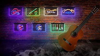 ADVPRO Rock & Roll Electric Guitar Band Room Music Dual Color LED Neon Sign Blue & Red 16" x 12" st6s43-i2303-br