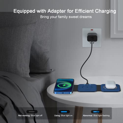 UCOMX Nano 3 in 1 Wireless Charger for iPhone,Magnetic Foldable 3 in 1 Charging Station,Travel Charger for Multple Devices for iPhone 15/14/13/12 Series,AirPods Pro,iWatch(Adapter Included)