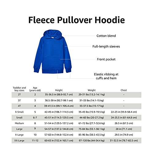 Amazon Essentials Boys' Fleece Pullover Hoodie Sweatshirts, White, Large