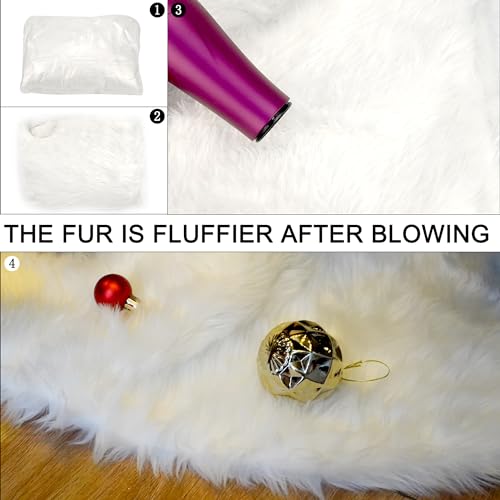 36Inch White Christmas Tree Skirt- Faux Fur Plush Skirt Christmas Tree Decoration Holiday Party Indoor Outdoor Christmas Decorations for Merry Christmas