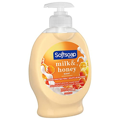 Softsoap Moisturizing Liquid Hand Soap, Milk and Honey, 7.5 Fluid Ounce, Pack of 6 (Package may vary)