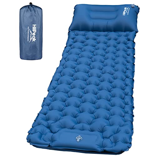 HiiPeak Sleeping Pad for Camping- Ultralight Inflatable Sleeping Mat with Built-in Foot Pump, Upgraded Durable Compact Camping Air Mattress for Camping, Backpacking, Hiking, Tent Trap Traveling