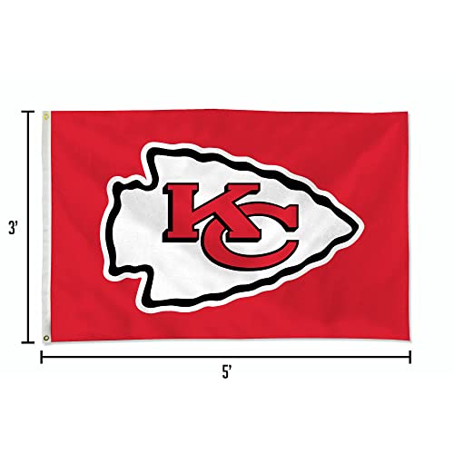 Rico Industries NFL Kansas City Chiefs 3-Foot by 5-Foot Single Sided Banner Flag with Grommets