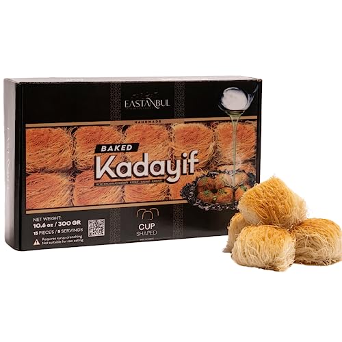 Eastanbul Cup Kataifi Shredded Fillo Dough, Hand Shaped Kadayif Pastry Dough, Kataifi Cups, From Staple Syrup Sweetened Turkish Desserts, Shredded Phyllo Dough, Shredded Wheat Cereal 300g (10.6oz)