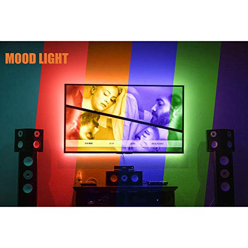 PANGTON VILLA Led Strip Lights 6.56ft for 40-60in TV, USB LED TV Backlight Kit with Remote - 16 Color 5050 LEDs Bias Lighting for HDTV