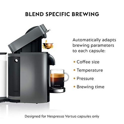 Nespresso Vertuo Plus Coffee and Espresso Maker by De'Longhi, 60 ounces, Titan