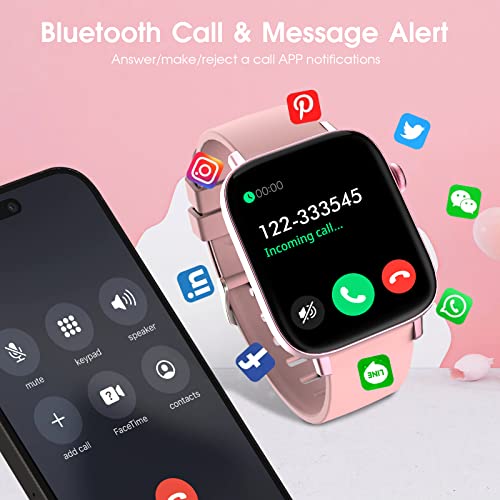 LOJUSIMEH Smart Watch for Android iOS(Answer/Make Call) - 1.9" Full Screen Smartwatch for Women, 25 Sport Modes, Fitness Tracker Smart Watch with Heart Rate Sleep Monitor, BP, SpO2, Step Counter