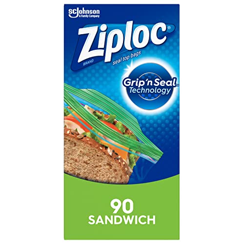 Ziploc Sandwich and Snack Bags for On the Go Freshness, Grip 'n Seal Technology for Easier Grip, Open, and Close, 90 Count