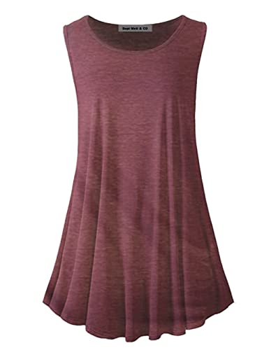 SepiMeli Tank Tops for Women Plus Size Sleevelss Tunic Casual Summer Clothes Swing Shirts for Leggings (Wine, Medium)