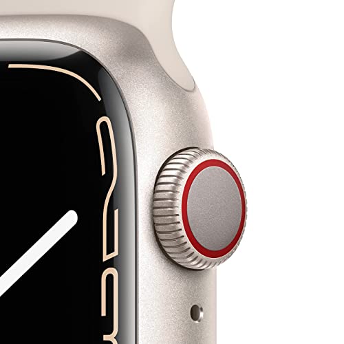 Apple Watch Series 7 (GPS + Cellular, 41mm) Starlight Aluminum Case with Starlight Sport Band, Regular (Renewed)