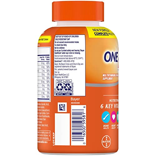 ONE A DAY Womens Complete Daily Multivitamin with Vitamin A, B , C, D, and E, Calcium and Magnesium, Immune Health Support, 200 Count