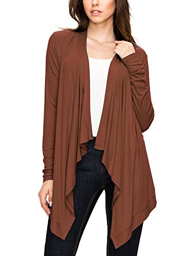 LL WSK849 Womens Off-Duty Open Front Cardigan M Rust