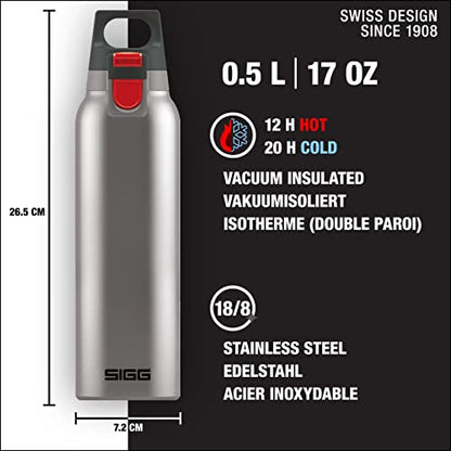 SIGG - Insulated Water Bottle - Thermo Flask Hot & Cold One with Tea Infuser - Leakproof, BPA Free - 18/8 Stainless Steel - 17oz