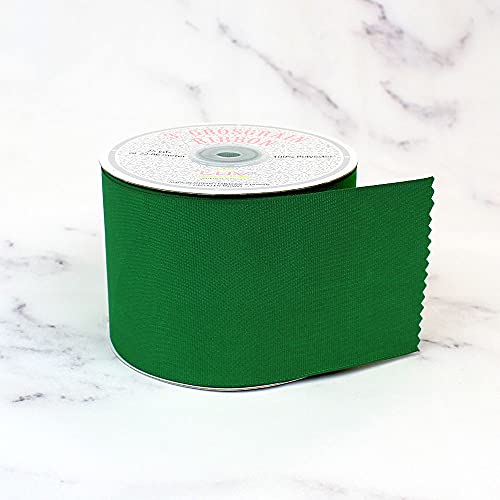 Creative Ideas, 3" Inch Solid Grosgrain Ribbon, 25 Yards, Emerald Green, 25 yd