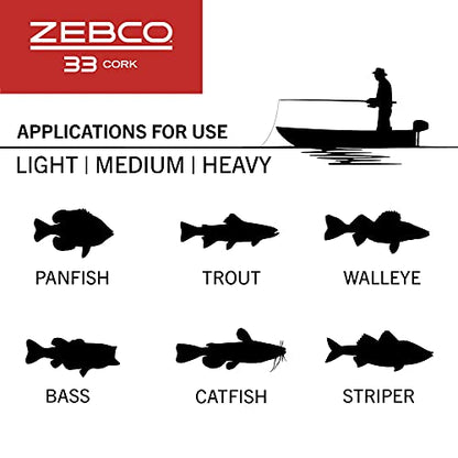 Zebco 33 Cork Spincast Reel and Fishing Rod Combo, 6-Foot 2-Piece Graphite Rod with Cork Handle, Quickset Anti-Reverse Fishing Reel with Bite Alert, Silver