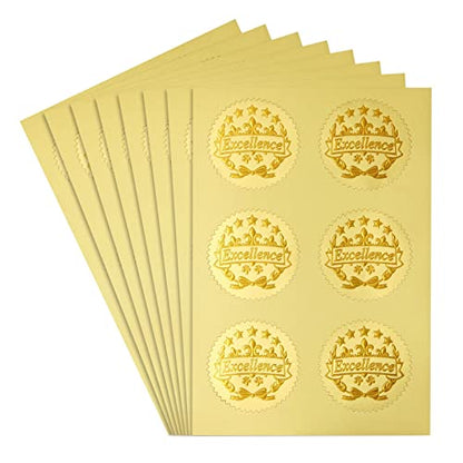 48 Sheets Blue Certificate of Recognition Award Paper with Gold Foil Sticker Seals for Graduation Diploma, Achievements, Employees (8.5 x 11 in)