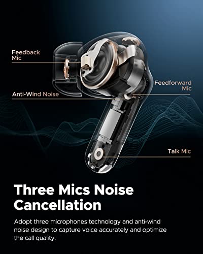 SoundPEATS Capsule3 Pro 43dB Hybrid Active Noise Cancelling Earbuds, Hi-Res Bluetooth 5.3 Earphones with LDAC, 6 Mics for Calls, 52 Hrs, IPX4 Rated, Powerful Sound, App Customize EQ