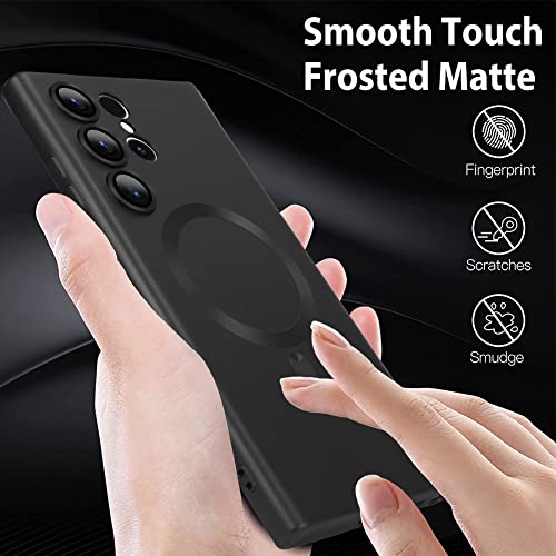 Goarshy Magnetic Designed for Samsung Galaxy S22 Ultra Case Black [Compatible with MagSafe] Hard Back & Soft Bumper, Protective Slim Thin S22 Ultra Case 6.8'' 2022, Dark Night Black