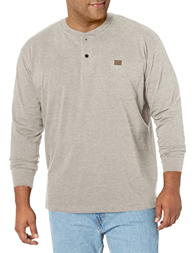 Wrangler RIGGS Workwear Men’s Long Sleeve Henley, Oatmeal Heather, 2X-Large