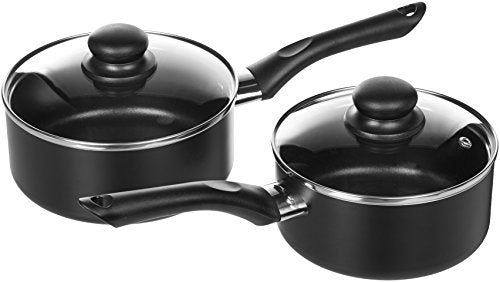 Amazon Basics Non-Stick Cookware 8-Piece Set, Pots and Pans, Black