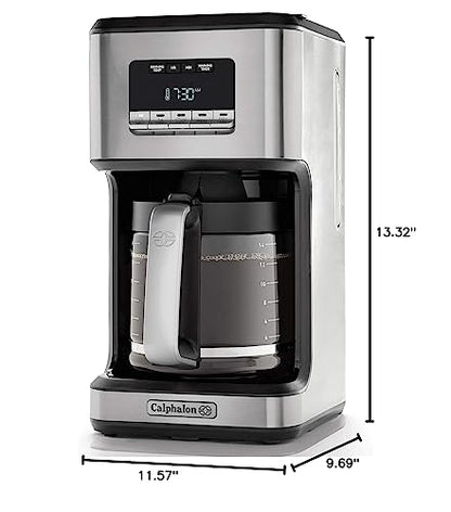 Calphalon Coffee Maker, Programmable Coffee Machine with Glass Carafe, 14 Cups, Stainless Steel