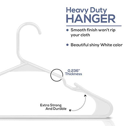 Utopia Home Clothes Hangers 50 Pack - Plastic Hangers Space Saving - Durable Coat Hanger with Shoulder Grooves (White)