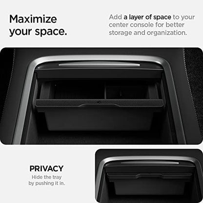 Spigen Console Organizer Tray(Carbon Edition) Designed for Tesla Model 3/Y with Smooth Slide Technology 2023/2022