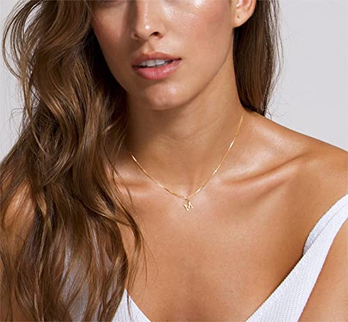 Foxgirl Gold Initial Necklaces for Women Girls, Dainty Gold Letter Necklace Tiny A-Z Pendant Choker Necklace Trendy Cute Personalized Monogram Name Necklace Gold Jewelry Necklace for Teen Girls Gift