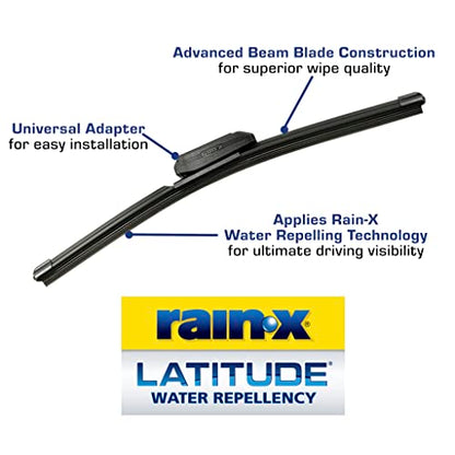 Rain-X 810165 Latitude 2-In-1 Water Repellent Wiper Blades, 22 Inch Windshield Wipers (Pack Of 2), Automotive Replacement Windshield Wiper Blades With Patented Rain-X Water Repellency Formula