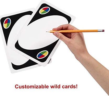 Mattel Games Giant UNO Card Game for Kids, Adults & Family Night, Oversized Cards & Customizable Wild Cards for 2-10 Players